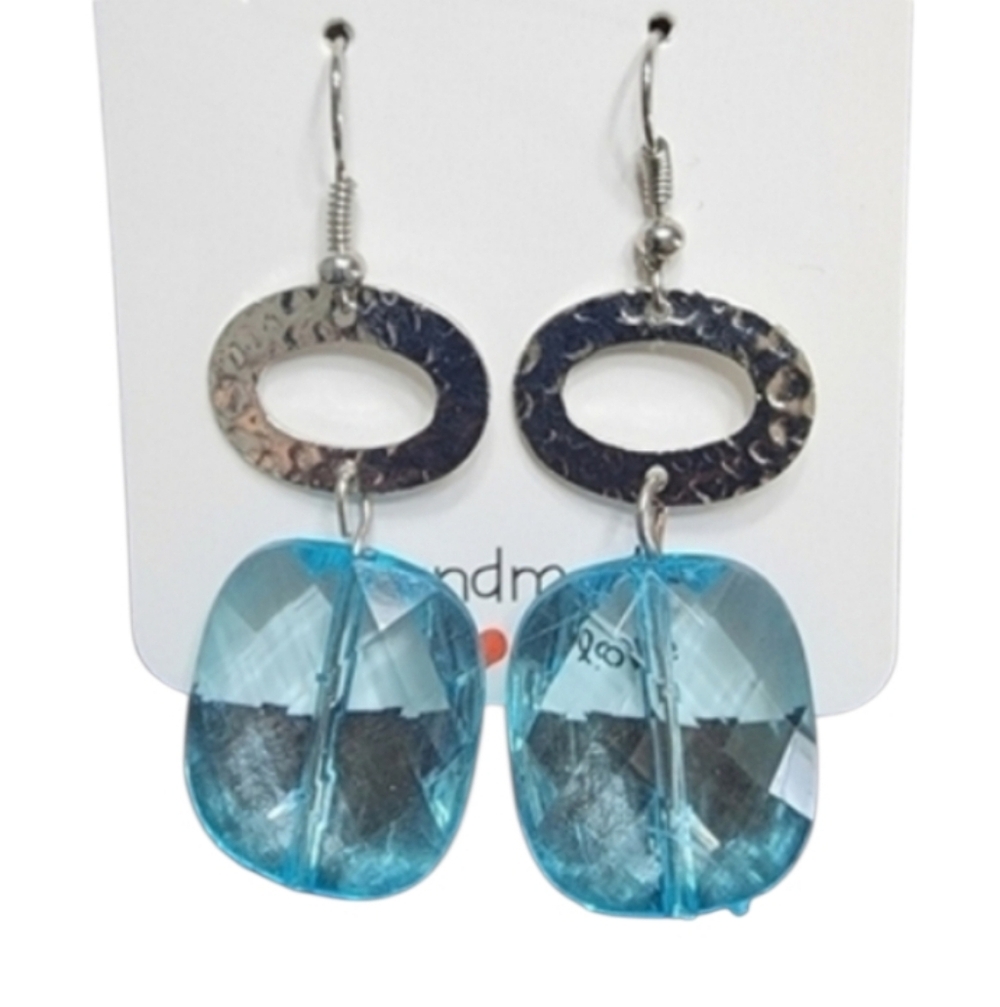 Handmade Silver and Blue Dangle Earrings
